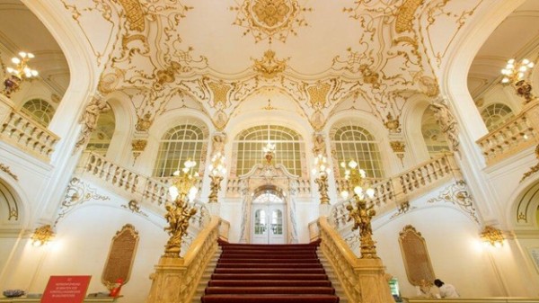 The main entrance stairs from the Grand Opera House in Graz, Austria